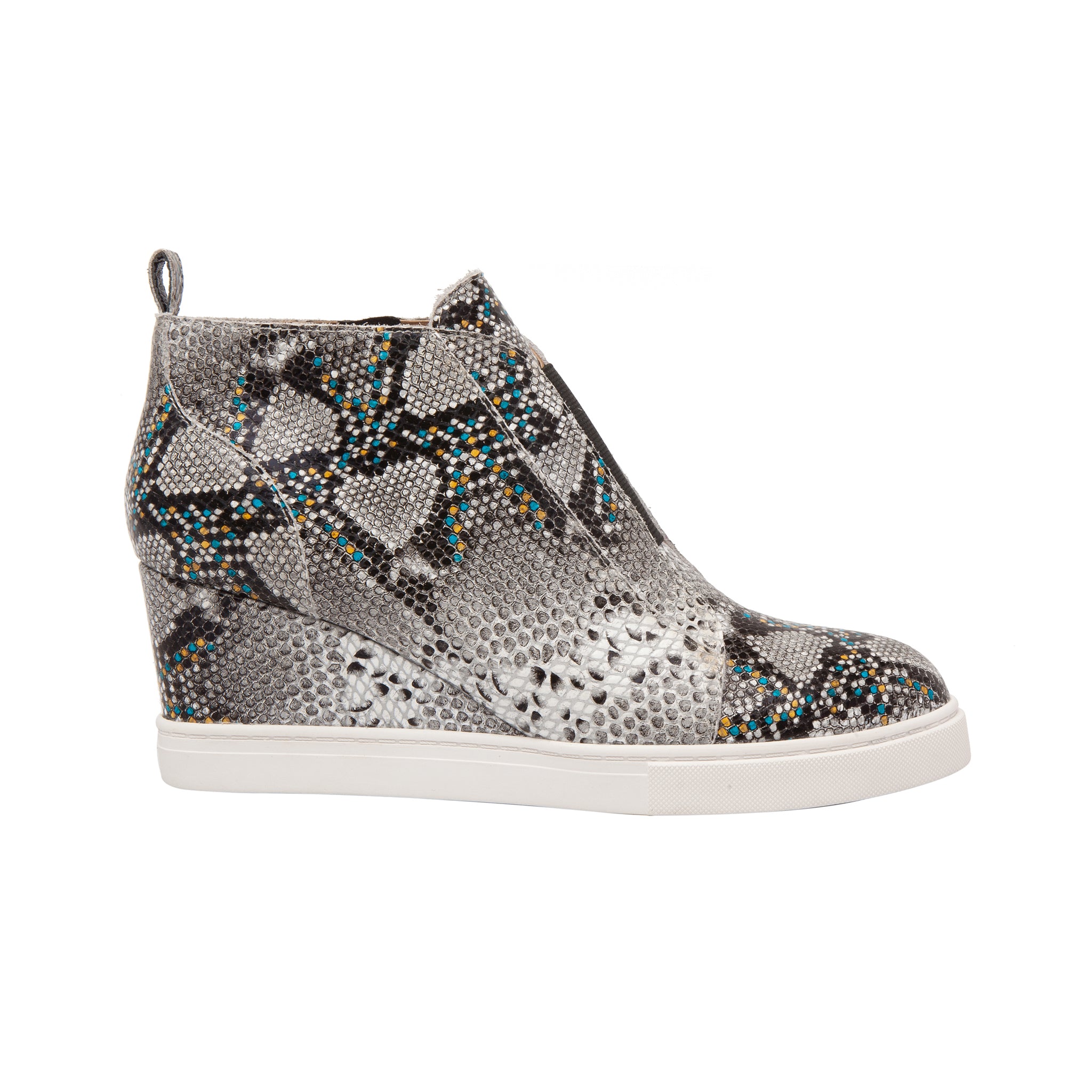 FELICIA SNAKE PRINT Our Original Platform Wedge Sneaker Bootie LINEA Paolo Shoes