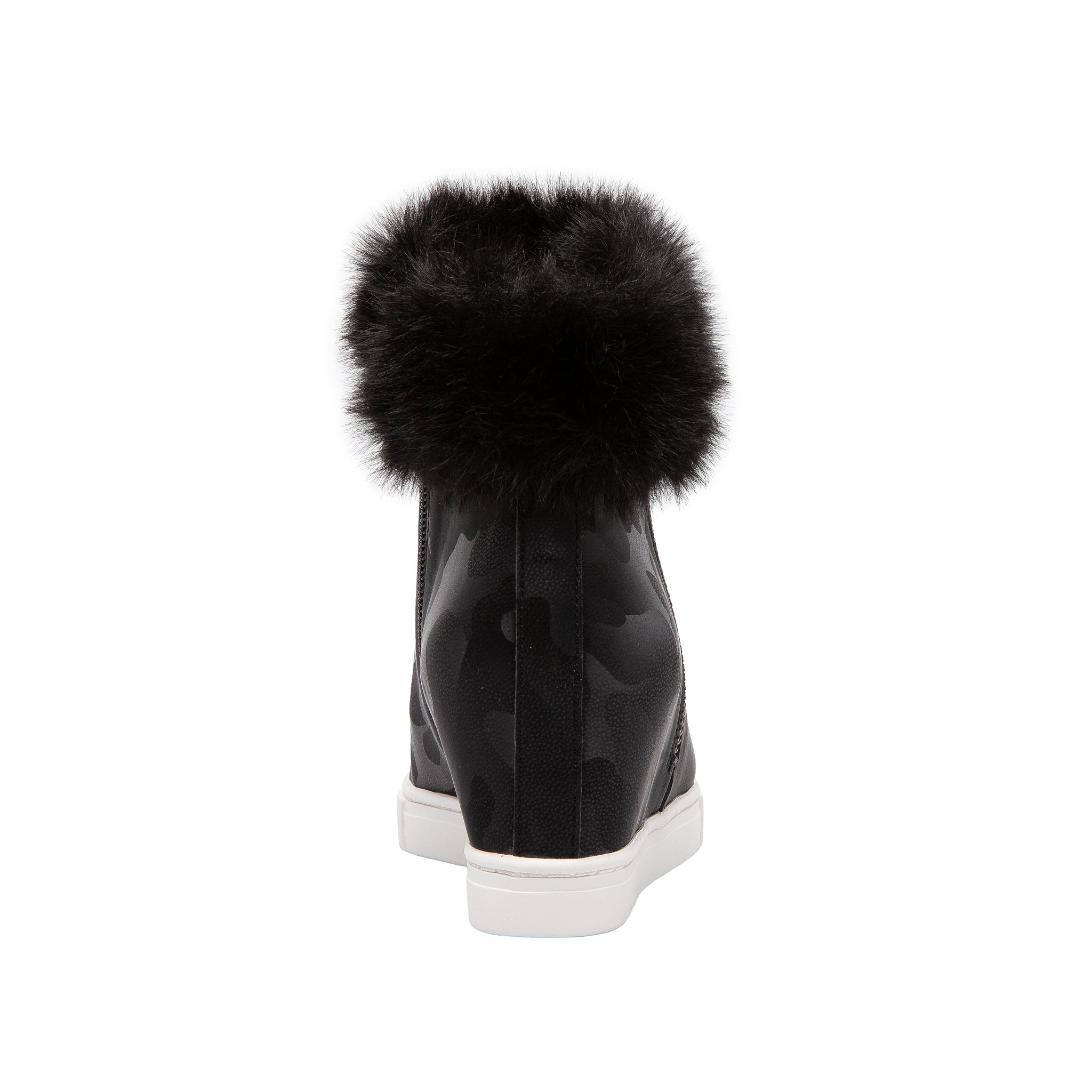 FLOSSIE | Faux Fur Cuff Wedge Booties – LINEA Paolo Shoes