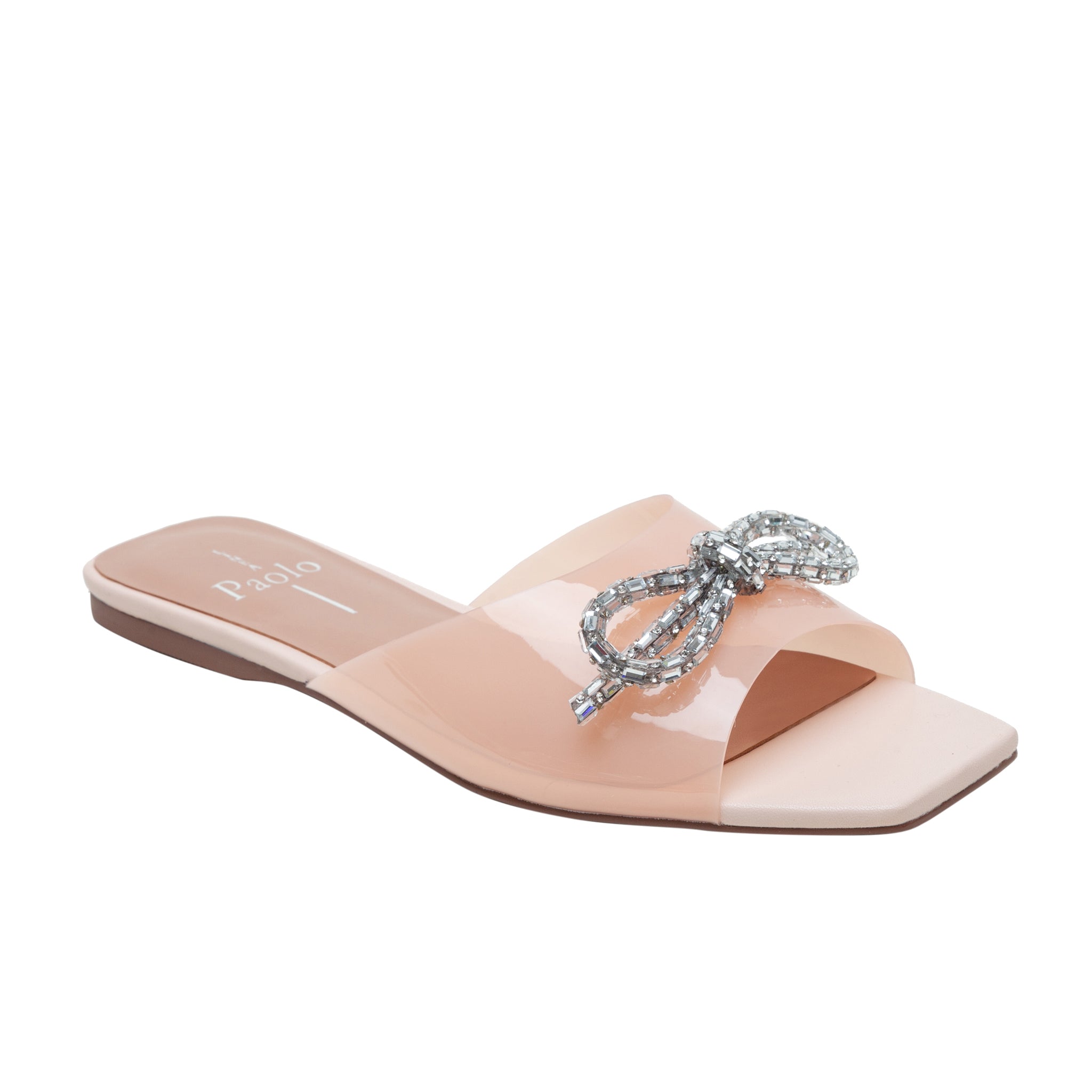 LEIGH | Vinyl Or Satin Beaded Bow Slides – LINEA Paolo Shoes