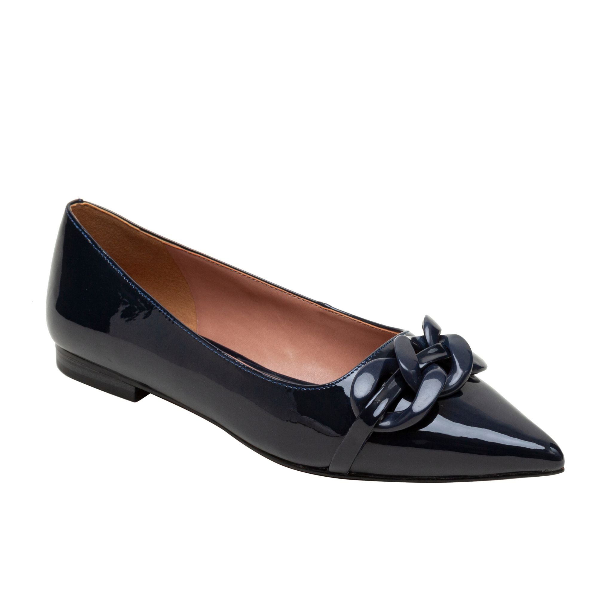 Black patent fashion pointed flat shoes