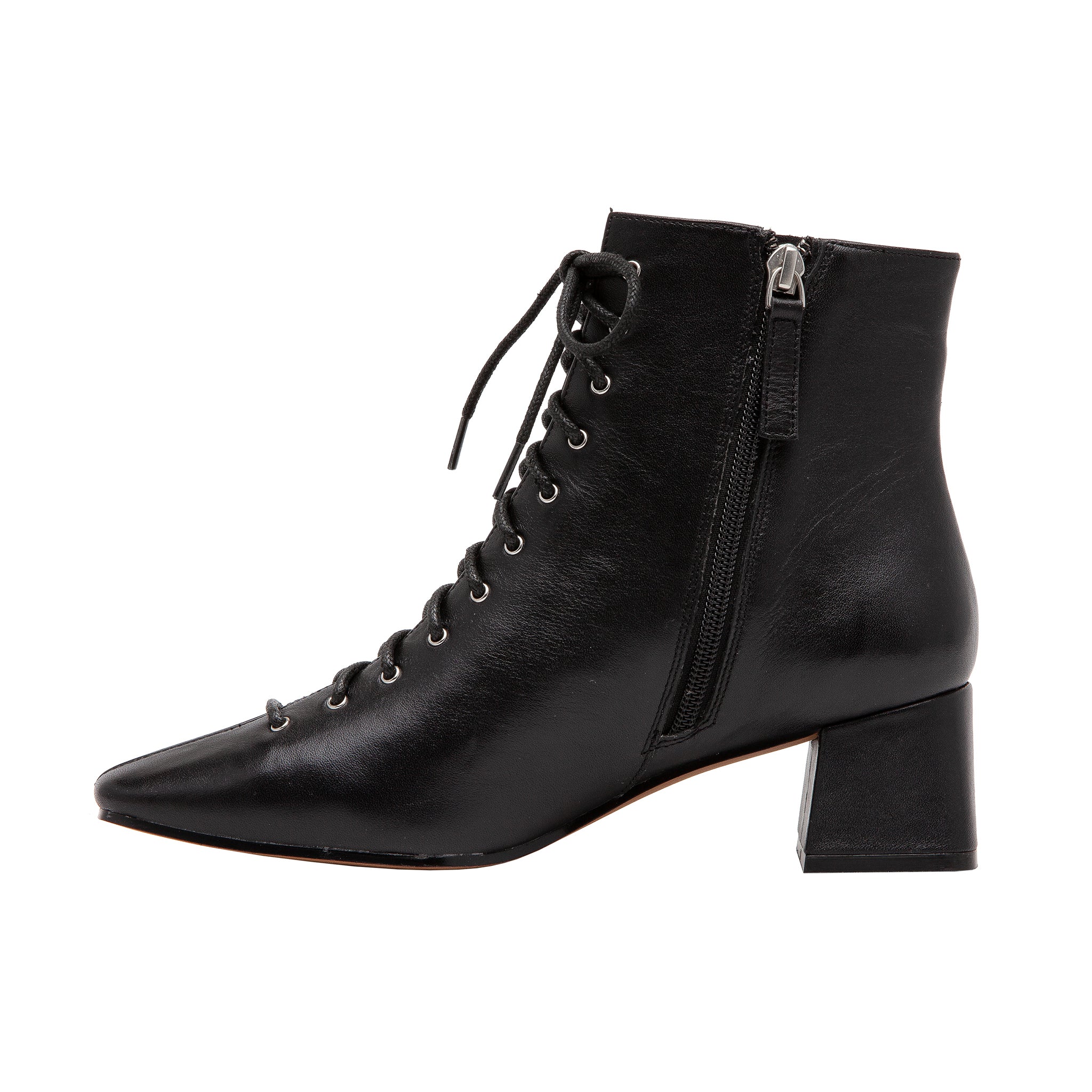 SANYA | Square Toe Lace-Up Leather Bootie – LINEA Paolo Shoes