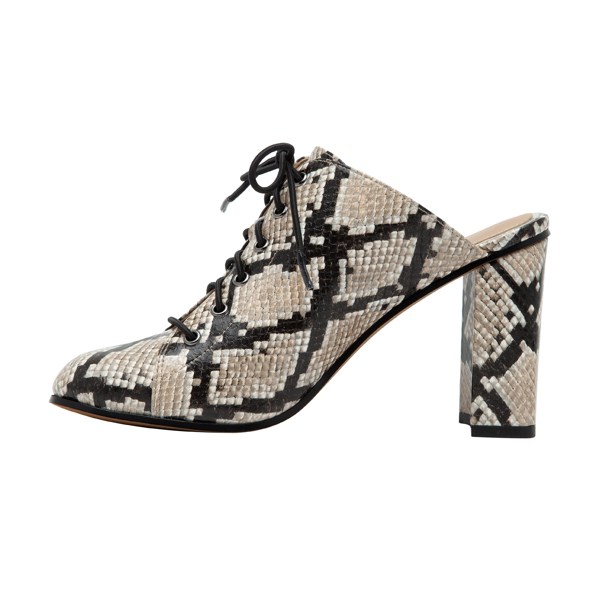 SYLVIE | Sassy Lace-Up High Block Heel Leather Mule – LINEA Paolo