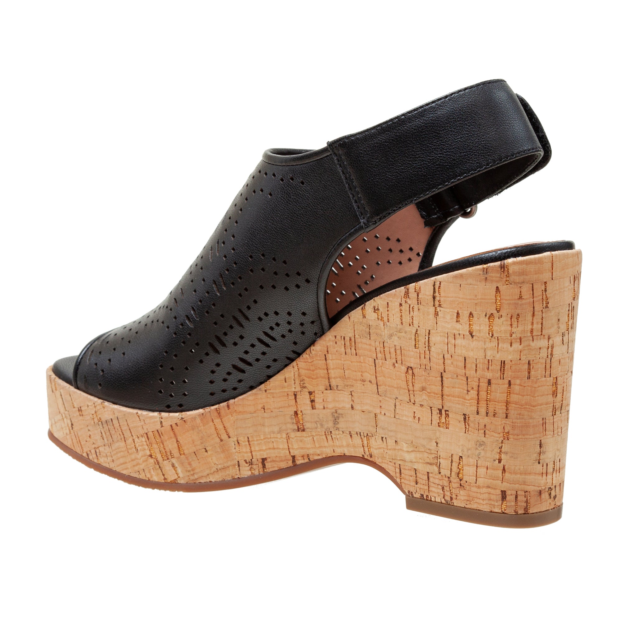 VIVIANA | Laser Cut Leather Cork Platform Sandals – LINEA Paolo Shoes